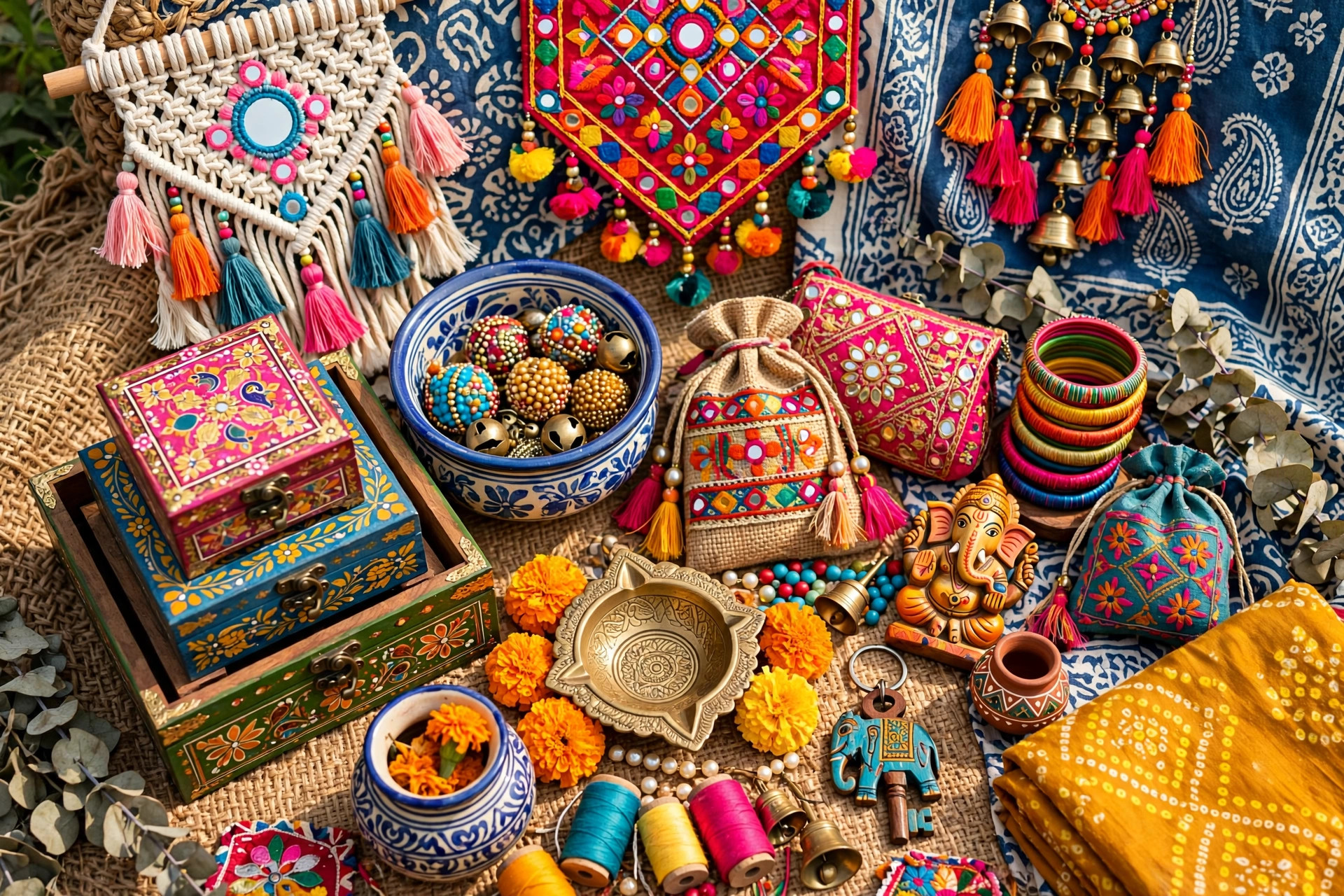 Indian artisan crafting home décor